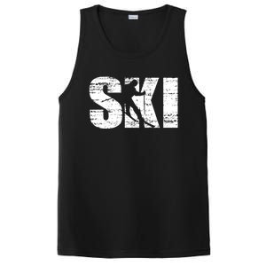 Cool Distressed Skiing Gift For Skiers PosiCharge Competitor Tank