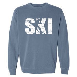 Cool Distressed Skiing Gift For Skiers Garment-Dyed Sweatshirt