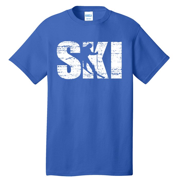 Cool Distressed Skiing Gift For Skiers Tall T-Shirt