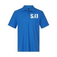 Cool Distressed Skiing Gift For Skiers Softstyle Adult Sport Polo