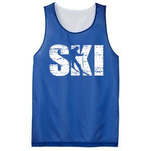 Cool Distressed Skiing Gift For Skiers Mesh Reversible Basketball Jersey Tank