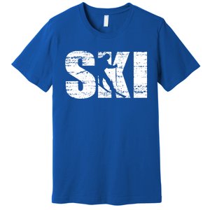 Cool Distressed Skiing Gift For Skiers Premium T-Shirt