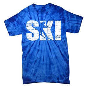 Cool Distressed Skiing Gift For Skiers Tie-Dye T-Shirt