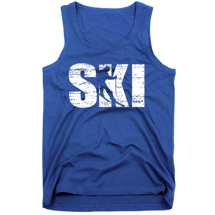 Cool Distressed Skiing Gift For Skiers Tank Top