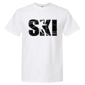 Cool Distressed Skiing Gift For Skiers Garment-Dyed Heavyweight T-Shirt