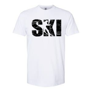 Cool Distressed Skiing Gift For Skiers Softstyle CVC T-Shirt