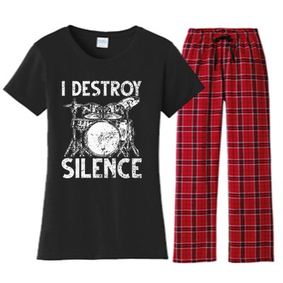 Cute Drum Set Art Men Women Drumming Rocker Music Percussion Women's Flannel Pajama Set