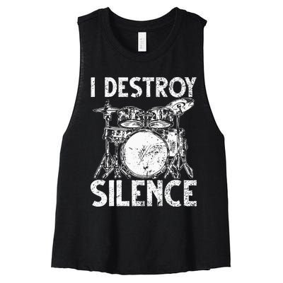 Cute Drum Set Art Men Women Drumming Rocker Music Percussion Women's Racerback Cropped Tank