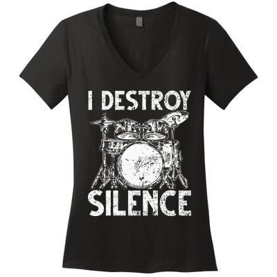 Cute Drum Set Art Men Women Drumming Rocker Music Percussion Women's V-Neck T-Shirt