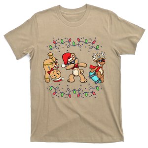 Christmas Dabbing Santa Bear Skate Reindeer Xmas Lights T-Shirt