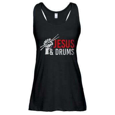 Christian Drummer Savior Devotee Drums Christianity Jesus Ladies Essential Flowy Tank