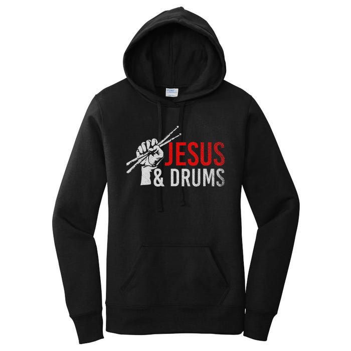 Christian Drummer Savior Devotee Drums Christianity Jesus Women's Pullover Hoodie