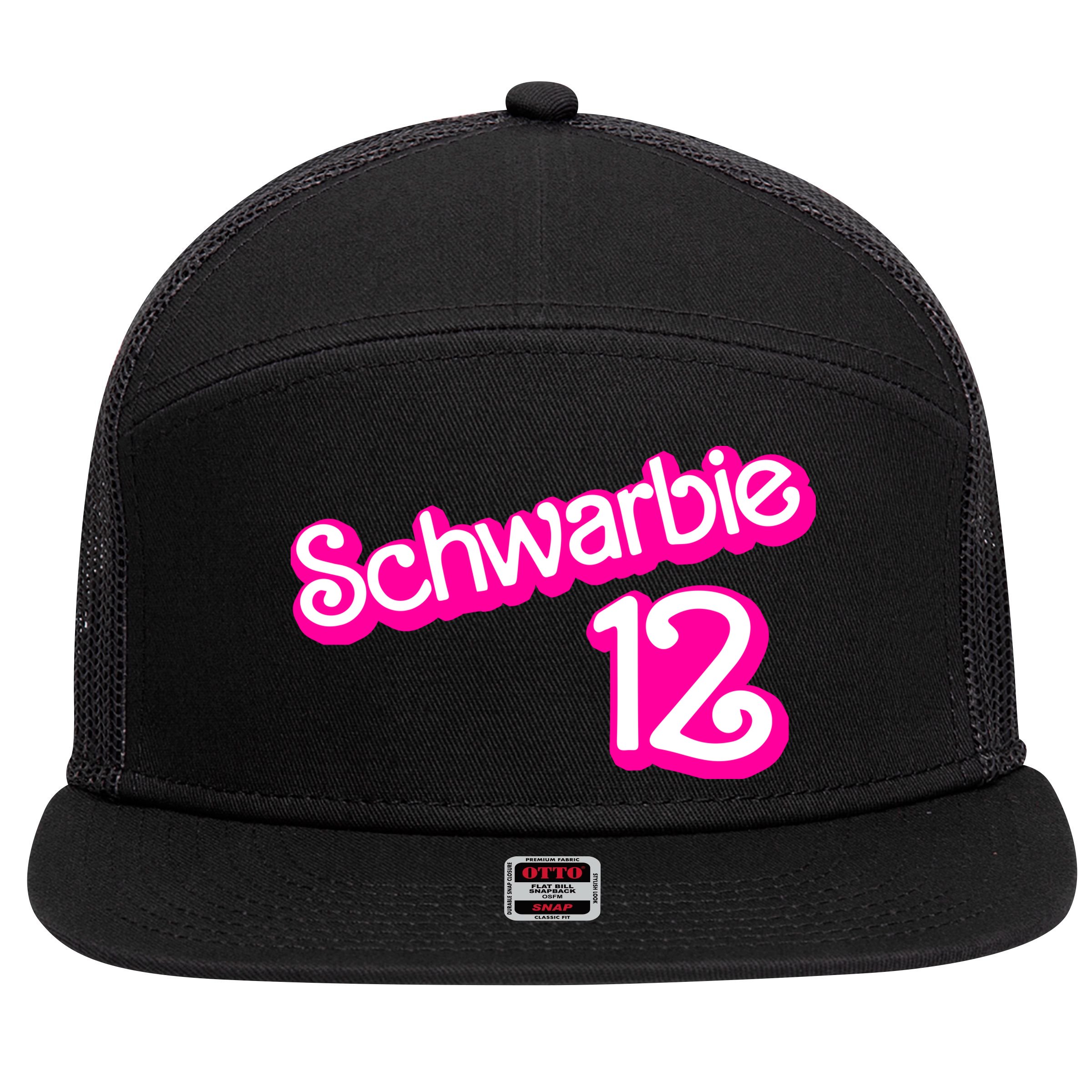 Cute Doll Schwarbie 12 7 Panel Mesh Trucker Snapback Hat