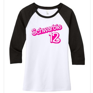 Cute Doll Schwarbie 12 Women's Tri-Blend 3/4-Sleeve Raglan Shirt