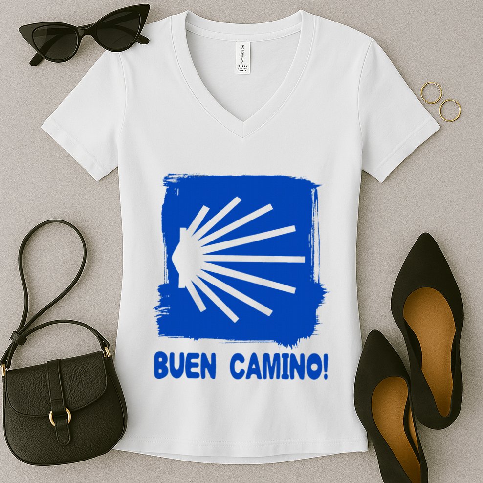 Camino De Santiago De Compostela Pilgrim Way Of St. James Women's V-Neck T-Shirt