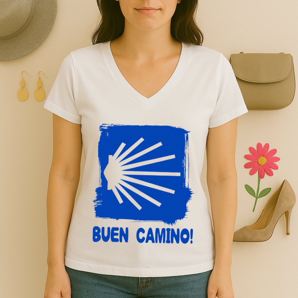 Camino De Santiago De Compostela Pilgrim Way Of St. James Women's V-Neck T-Shirt