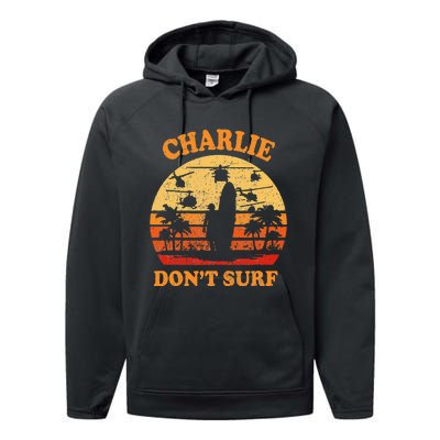 Charlie Dont Surf Military Vietnam War Surf Ops Performance Fleece Hoodie