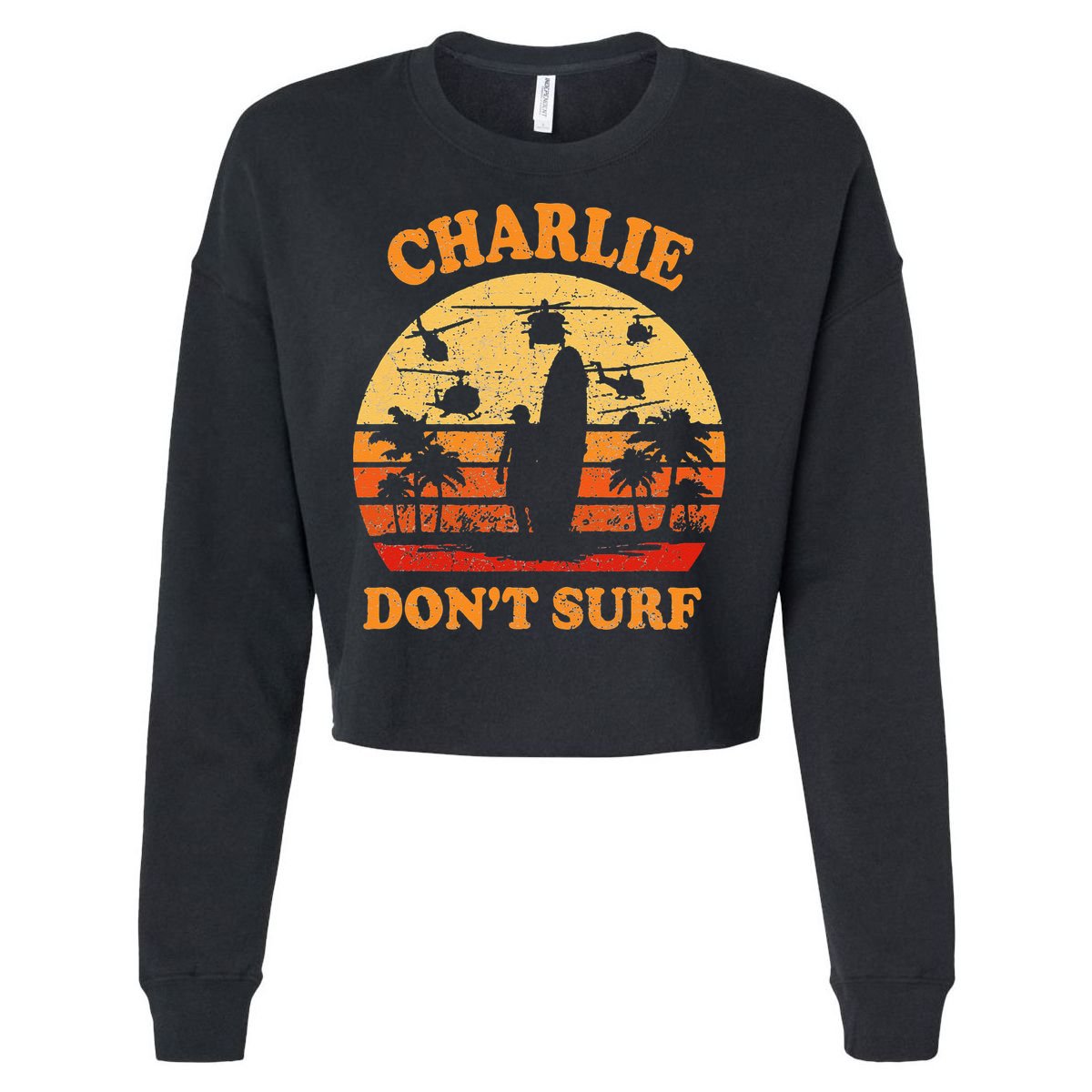 Charlie Dont Surf Military Vietnam War Surf Ops Cropped Pullover Crew