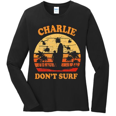 Charlie Dont Surf Military Vietnam War Surf Ops Ladies Long Sleeve Shirt