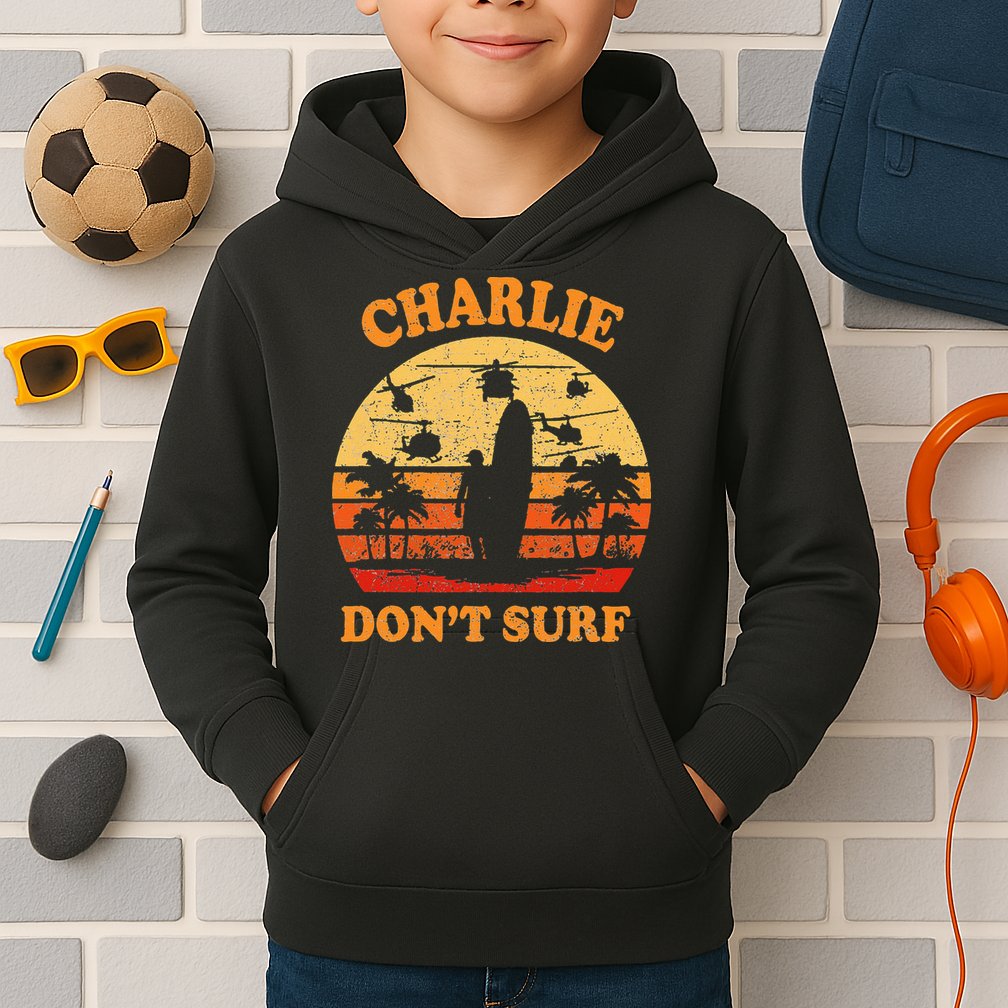 Charlie Dont Surf Military Vietnam War Surf Ops Kids Hoodie