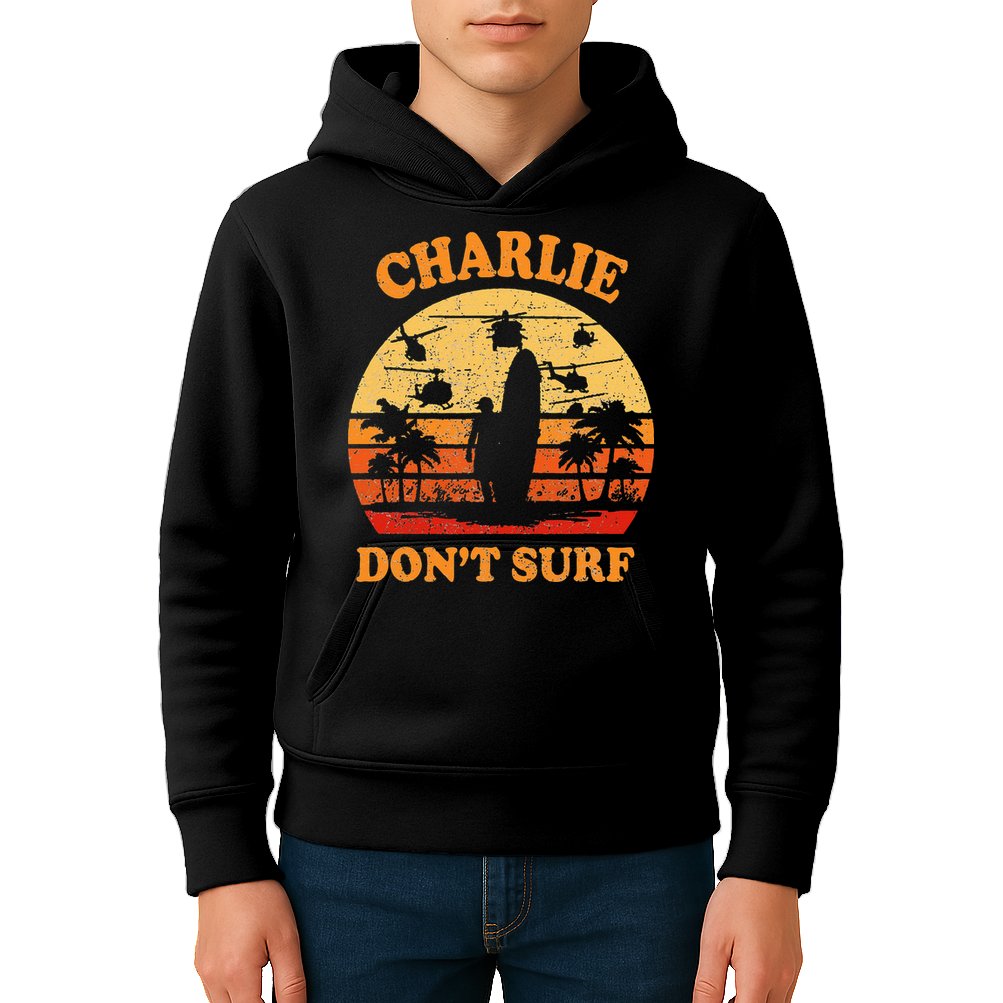 Charlie Dont Surf Military Vietnam War Surf Ops Kids Hoodie