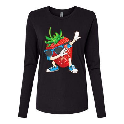 Cool Dabbing Strawberry Funny Love Dancer Sweet Fruit Gift Womens Cotton Relaxed Long Sleeve T-Shirt