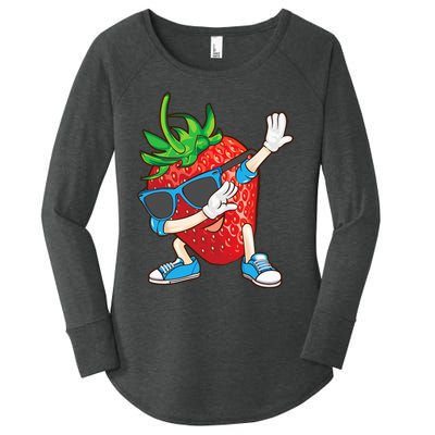 Cool Dabbing Strawberry Funny Love Dancer Sweet Fruit Gift Women's Perfect Tri Tunic Long Sleeve Shirt