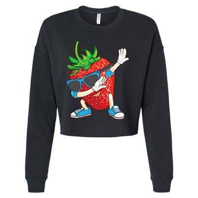 Cool Dabbing Strawberry Funny Love Dancer Sweet Fruit Gift Cropped Pullover Crew