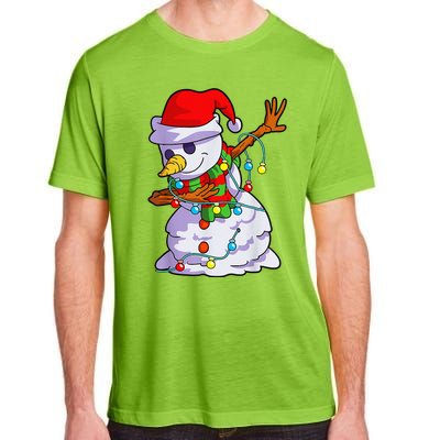 Cute Dabbing Snowman Christmas Lights Matching Family Pajama Adult ChromaSoft Performance T-Shirt