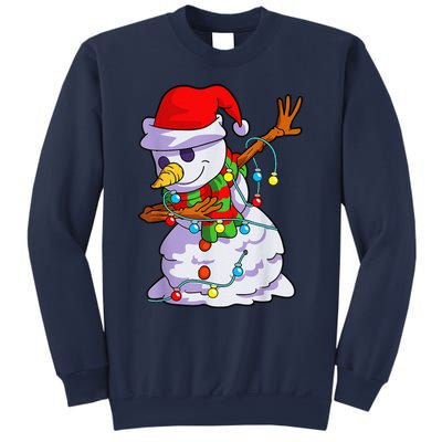 Cute Dabbing Snowman Christmas Lights Matching Family Pajama Sweatshirt