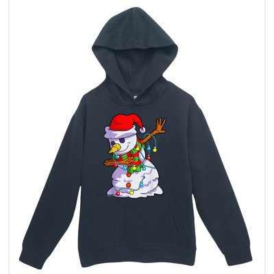 Cute Dabbing Snowman Christmas Lights Matching Family Pajama Urban Pullover Hoodie