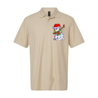 Cute Dabbing Snowman Christmas Lights Matching Family Pajama Softstyle Adult Sport Polo