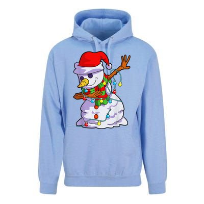 Cute Dabbing Snowman Christmas Lights Matching Family Pajama Unisex Surf Hoodie