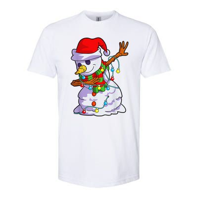 Cute Dabbing Snowman Christmas Lights Matching Family Pajama Softstyle® CVC T-Shirt