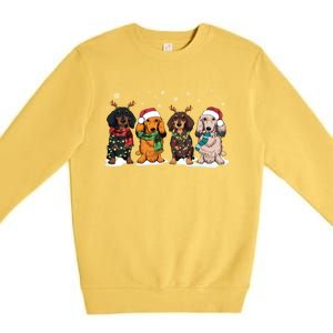 Cute Dachshund Santa Christmas Light Dog Lover Dachshund Mom Gift Premium Crewneck Sweatshirt