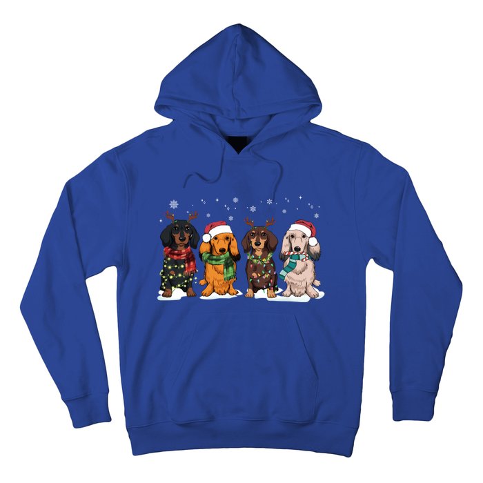 Cute Dachshund Santa Christmas Light Dog Lover Dachshund Mom Gift Hoodie