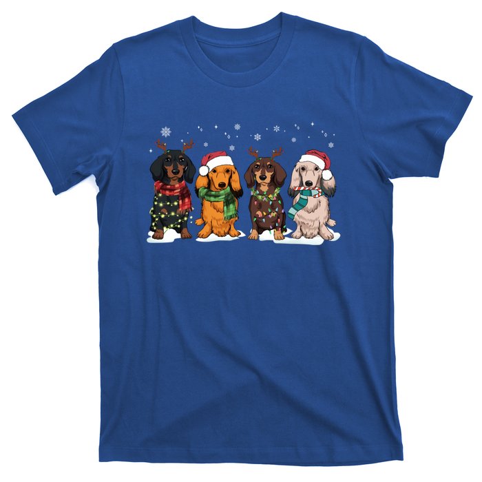 Cute Dachshund Santa Christmas Light Dog Lover Dachshund Mom Gift T-Shirt