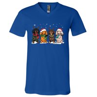 Cute Dachshund Santa Christmas Light Dog Lover Dachshund Mom Gift V-Neck T-Shirt