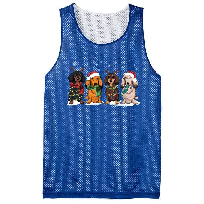 Cute Dachshund Santa Christmas Light Dog Lover Dachshund Mom Gift Mesh Reversible Basketball Jersey Tank