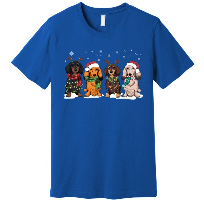 Cute Dachshund Santa Christmas Light Dog Lover Dachshund Mom Gift Premium T-Shirt