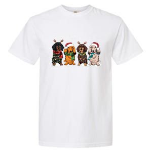 Cute Dachshund Santa Christmas Light Dog Lover Dachshund Mom Gift Garment-Dyed Heavyweight T-Shirt