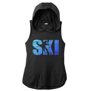 Cool Distressed Skiing Gift For Skiers Ladies PosiCharge Tri-Blend Wicking Draft Hoodie Tank