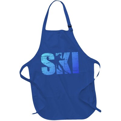 Cool Distressed Skiing Gift For Skiers Full-Length Apron With Pockets