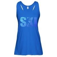 Cool Distressed Skiing Gift For Skiers Ladies Essential Flowy Tank