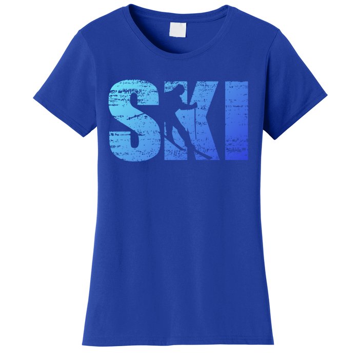 Cool Distressed Skiing Gift For Skiers Women's T-Shirt