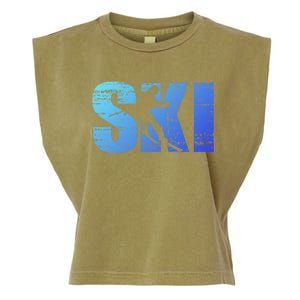 Cool Distressed Skiing Gift For Skiers Garment-Dyed Women's Muscle Tee