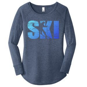 Cool Distressed Skiing Gift For Skiers Women's Perfect Tri Tunic Long Sleeve Shirt