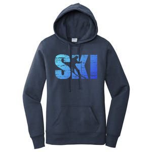 Cool Distressed Skiing Gift For Skiers Women's Pullover Hoodie