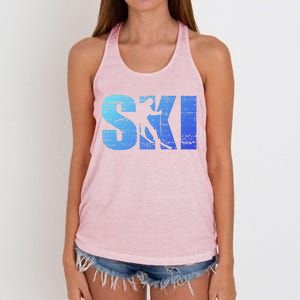 Cool Distressed Skiing Gift For Skiers Women's Knotted Racerback Tank