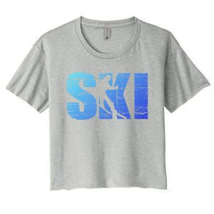 Cool Distressed Skiing Gift For Skiers Women's Crop Top Tee